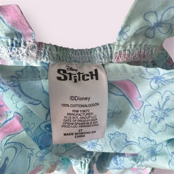 Disney Stitch Blue and Pink Summer Dress with Floral Print (2T) - Picture 3 of 4